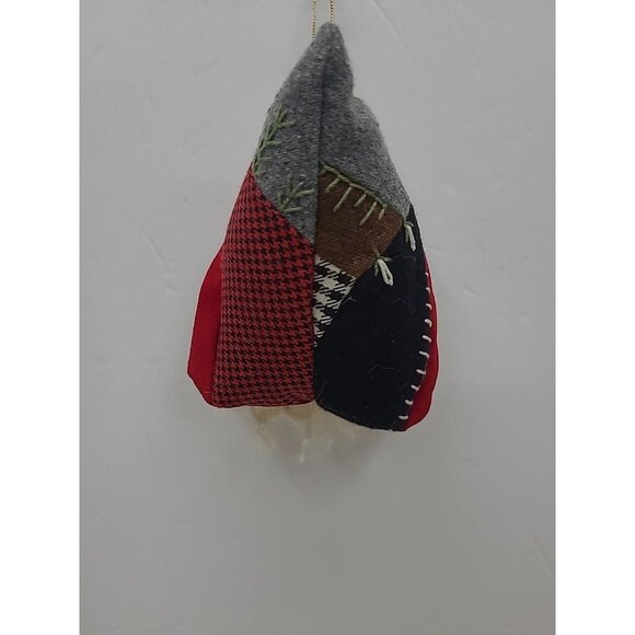 Old World Santa Head Saint Nick Ornament Painted Face Details Patchwork Hood - Picture 2 of 4